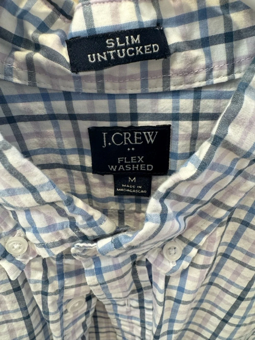 J. Crew Men’s Button-Down Plaid Shirt in Blue & White